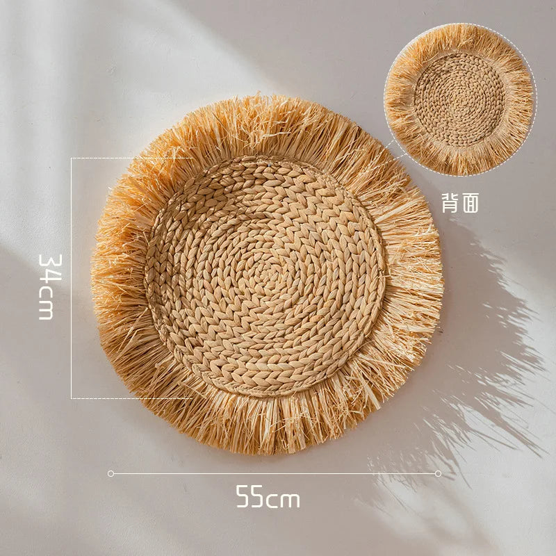 Wabi Sabi Raffia Wind Chime Minimalist Wall Hanging Decor for Bedroom Bathroom Living Room