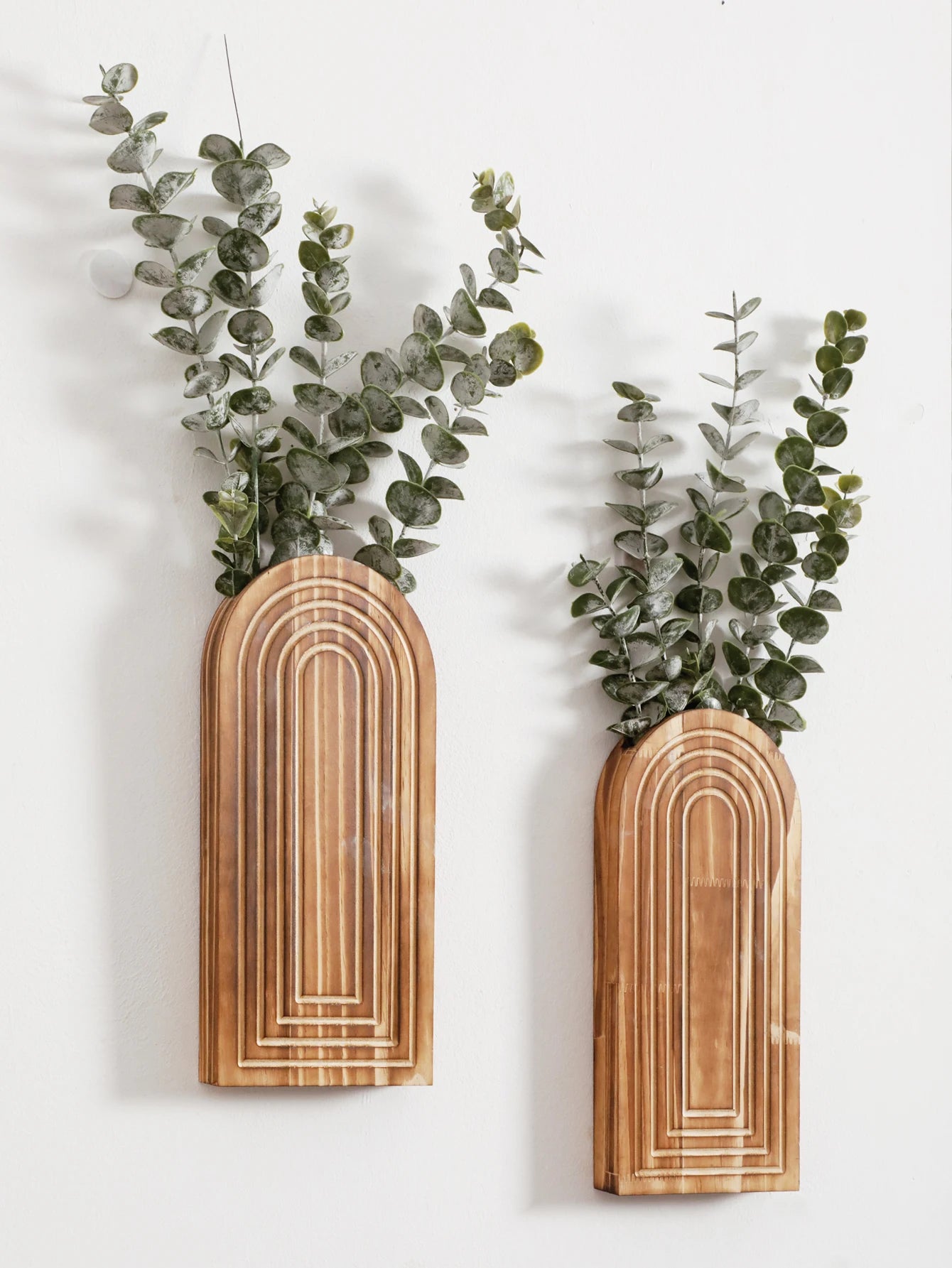 Boho Wooden Wall Vase Wall Mounted Vase Arched Decorative Hanging Planter for Living Room, Bedroom & Home Wall Decoration Gifts
