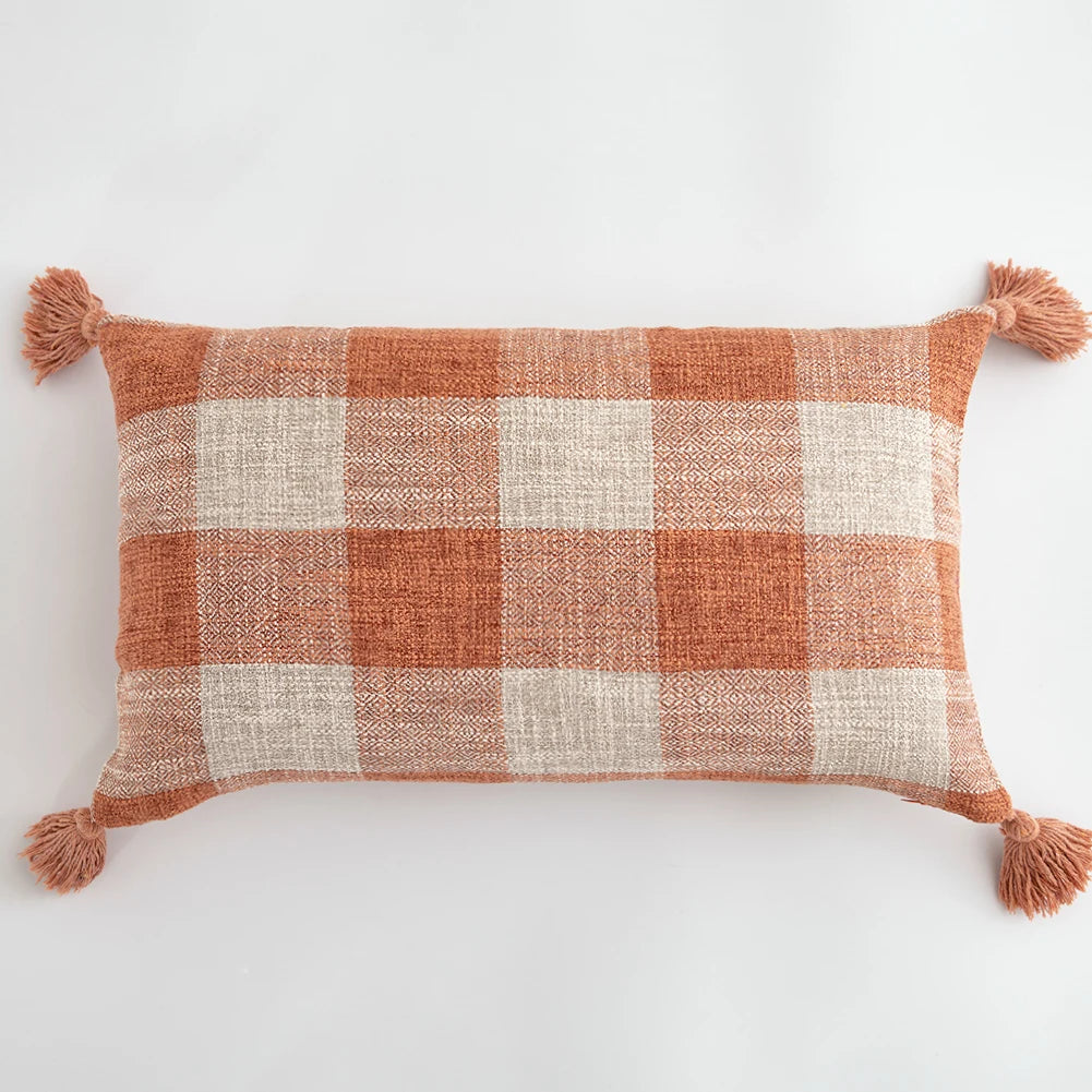 Linen Tassels Cushion Cover Orange Pillowcase for Living Room Bed Chair Sofa Decorative Pillow Covers Home Decor 45X45 30X50 1PC