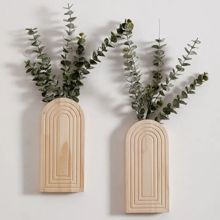 Boho Wooden Wall Vase Wall Mounted Vase Arched Decorative Hanging Planter for Living Room, Bedroom & Home Wall Decoration Gifts