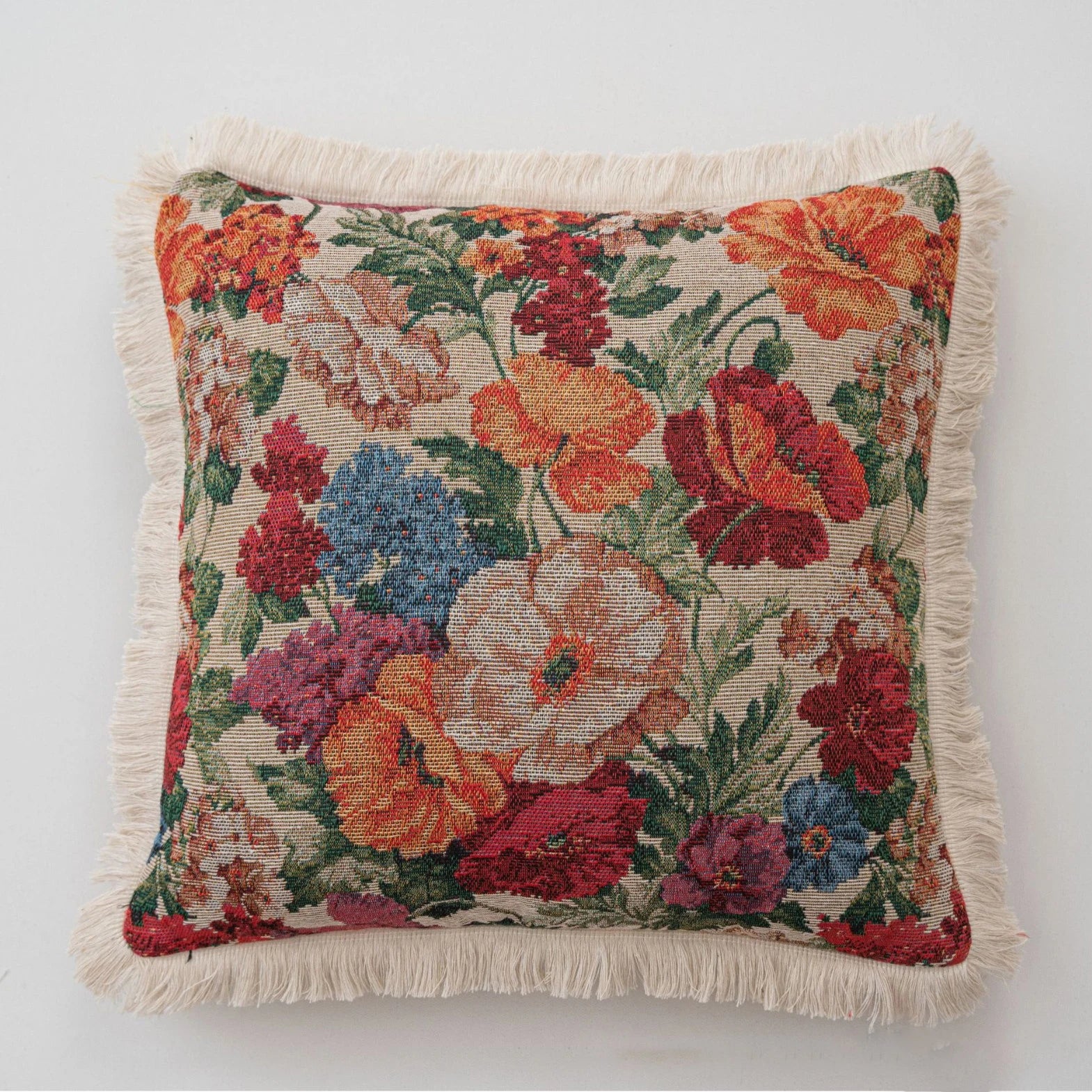 Luxury Floral Cushion Covers Oil Painting Art Pillow Cover Jacquard Tassels Vintage Pillowcase for Home Living Room Decor