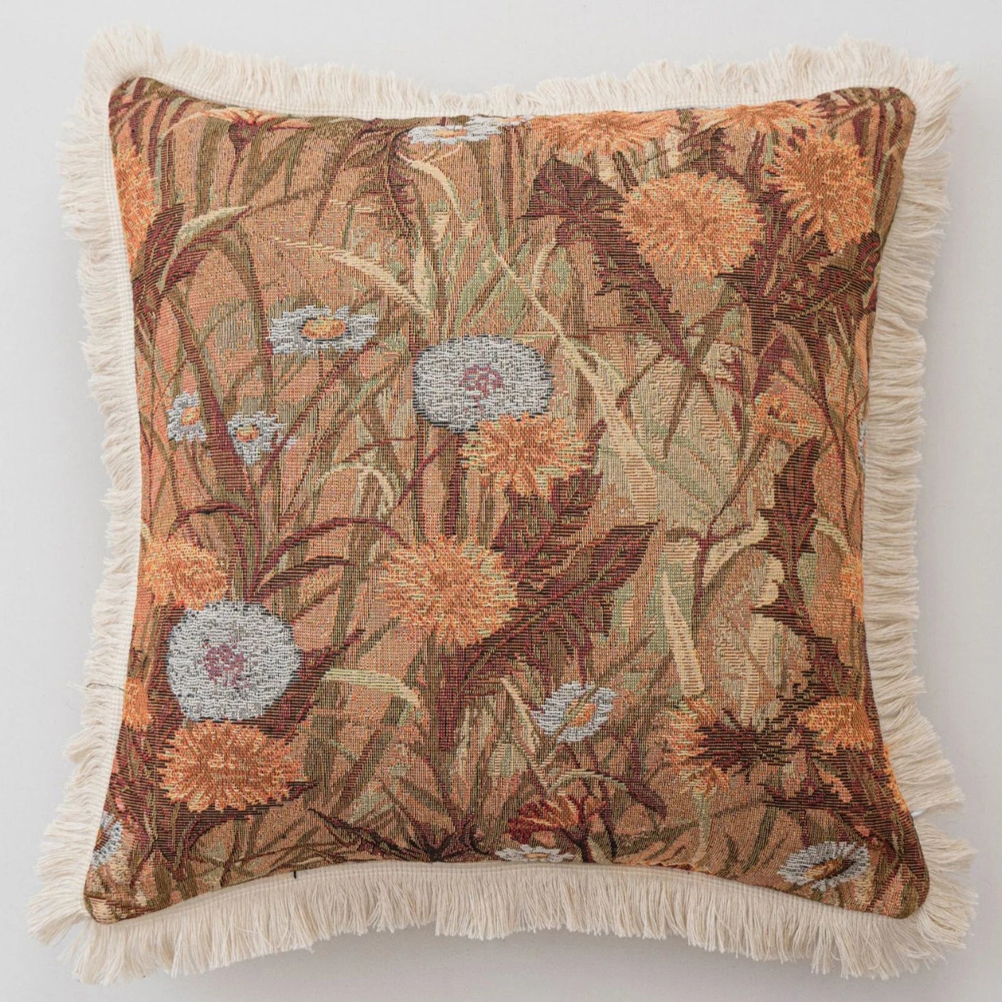 Luxury Floral Cushion Covers Oil Painting Art Pillow Cover Jacquard Tassels Vintage Pillowcase for Home Living Room Decor