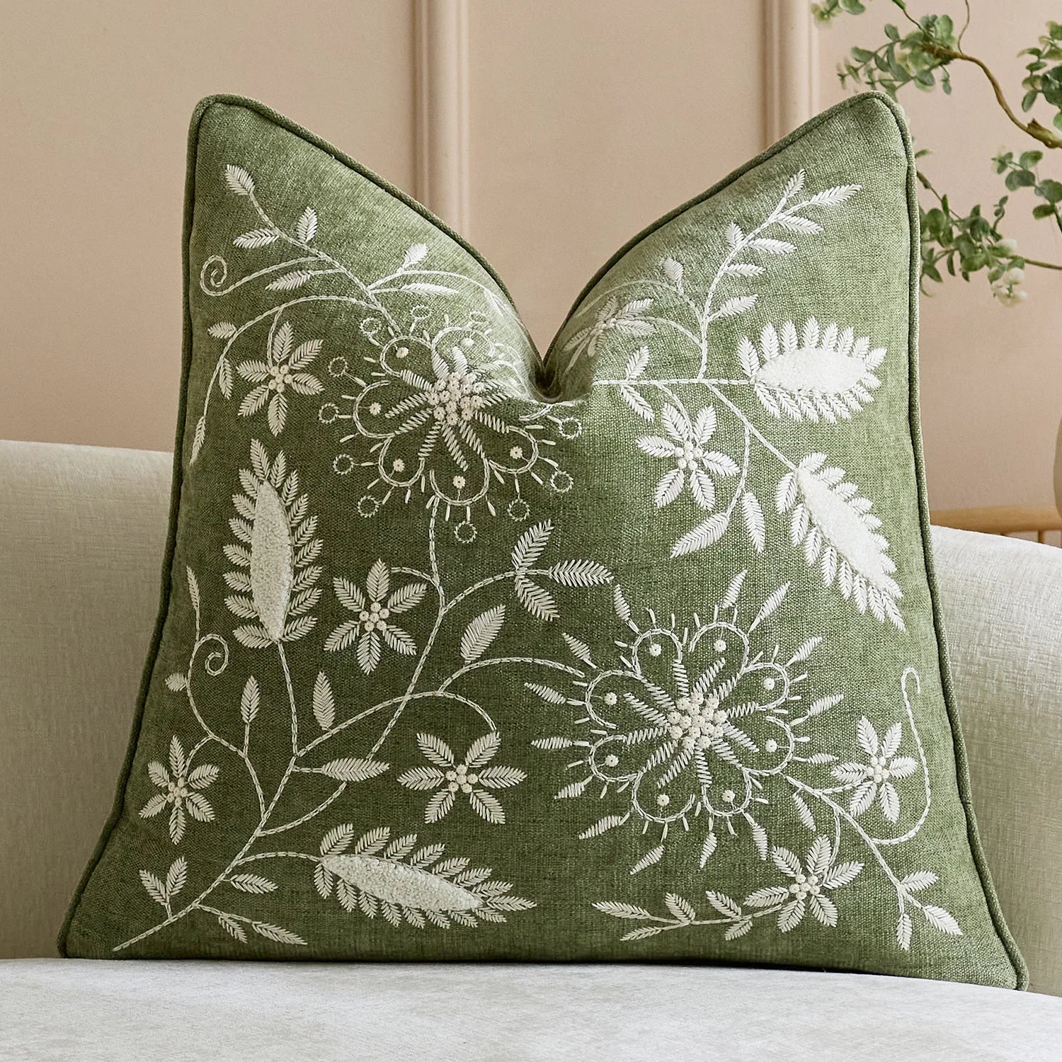 Bohemian Chenille Throw Pillowcase Cojines Decoration Sofa Floral Embroidered Pillow Cover Headboard Cushion Covers 45X45Cm