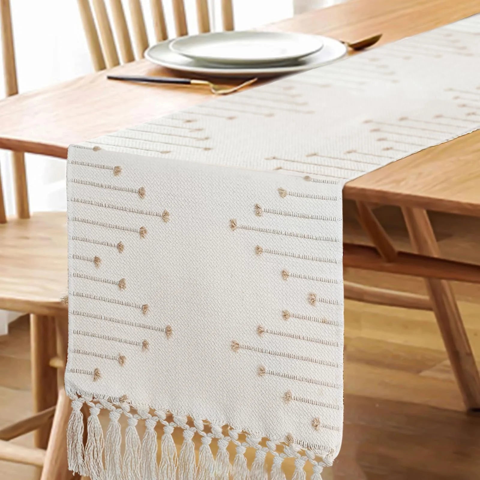 Boho Table Runner with Tassels 