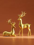 2 Pcs Reindeer Christmas Table Decoration for Home Indoor Xmas Holiday Small Statue Rustic Table Decor Christmas Reindeer Decor