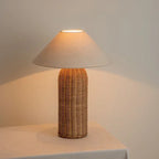 Wabi-Sabi Retro Desk Lamp Bedroom Bedside Fabric Table Lamp Medieval Hotel Rattan Fujii Weaving Atmosphere Home Decor E27