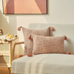 Linen Tassels Cushion Cover Orange Pillowcase for Living Room Bed Chair Sofa Decorative Pillow Covers Home Decor 45X45 30X50 1PC