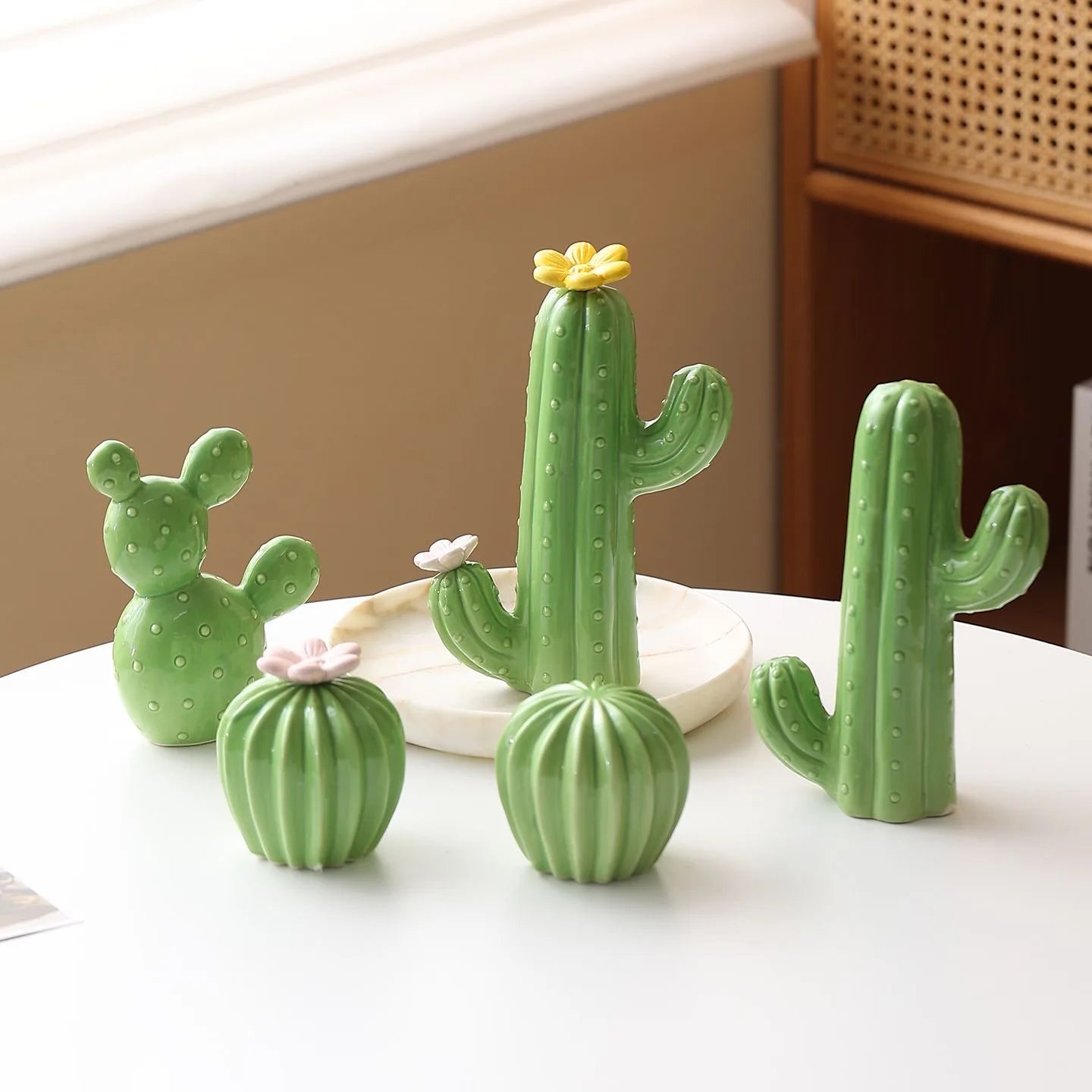 2026 New Cactus Home and Garden Decorations for Home 2026 Ceramic Cactus Aesthetic Room Decor Green Cactus Ornaments Home Decor