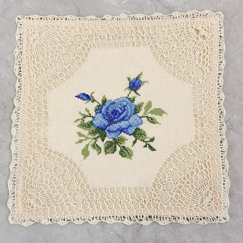 Boho Embroidered Crochet Pillow Covers Decorative Retro Handmade Woven Cotton Pillow Case Beige Square Cushion Cover Home Decor
