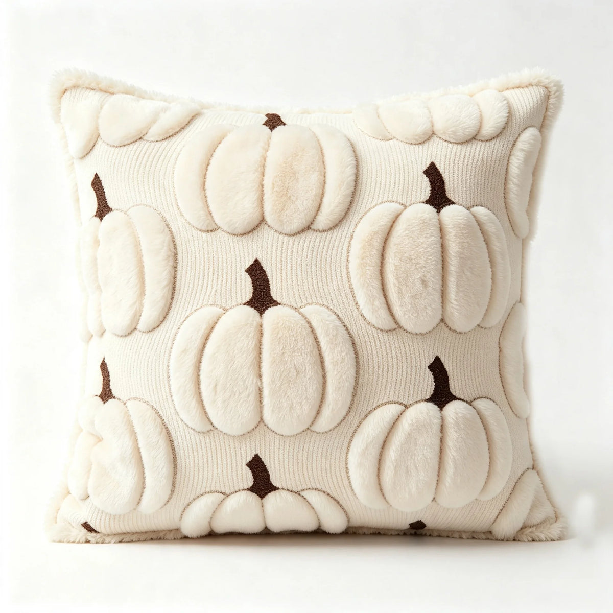 3D Jacquard Pumpkin Throw Pillow Covers, Halloween Plush Cushion Covers, Fall Holiday Square Pillowcases for Sofa Home Party