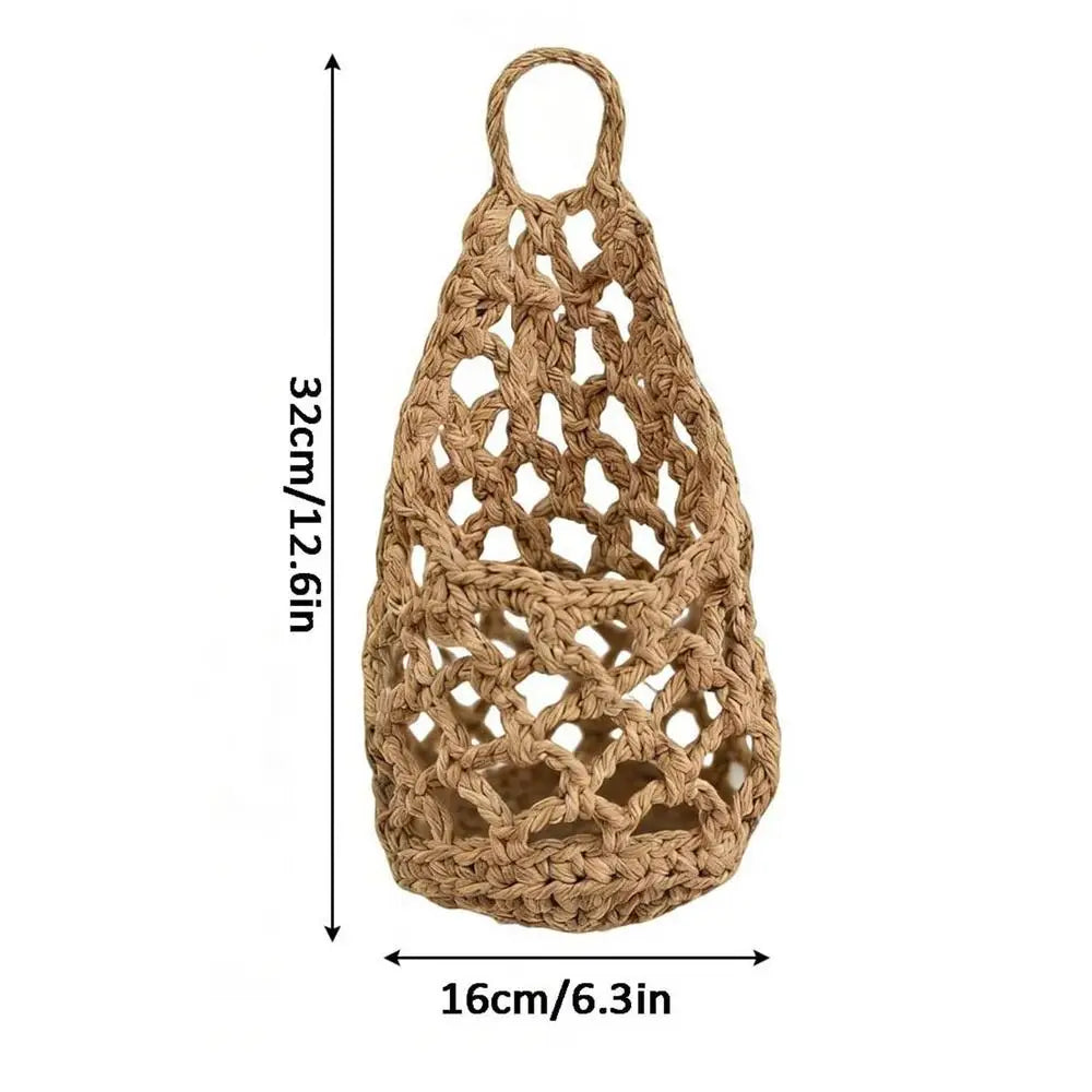 Boho Macrame Plant Hangerbasket for Succulents Cotton Rope Woven Hanging Basket with Net Pouch Home Decoration Organizer