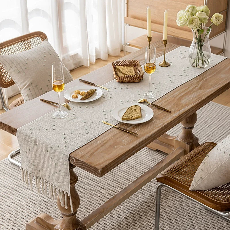 Boho Table Runner with Tassels 
