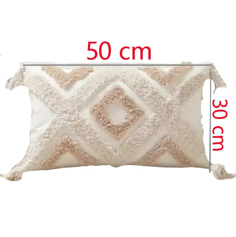 Ins Nordic Bohemian Style Geometric Plush Pillowcases Home Decorative Pillow with Tassel Waist Pillow Cushion Covers