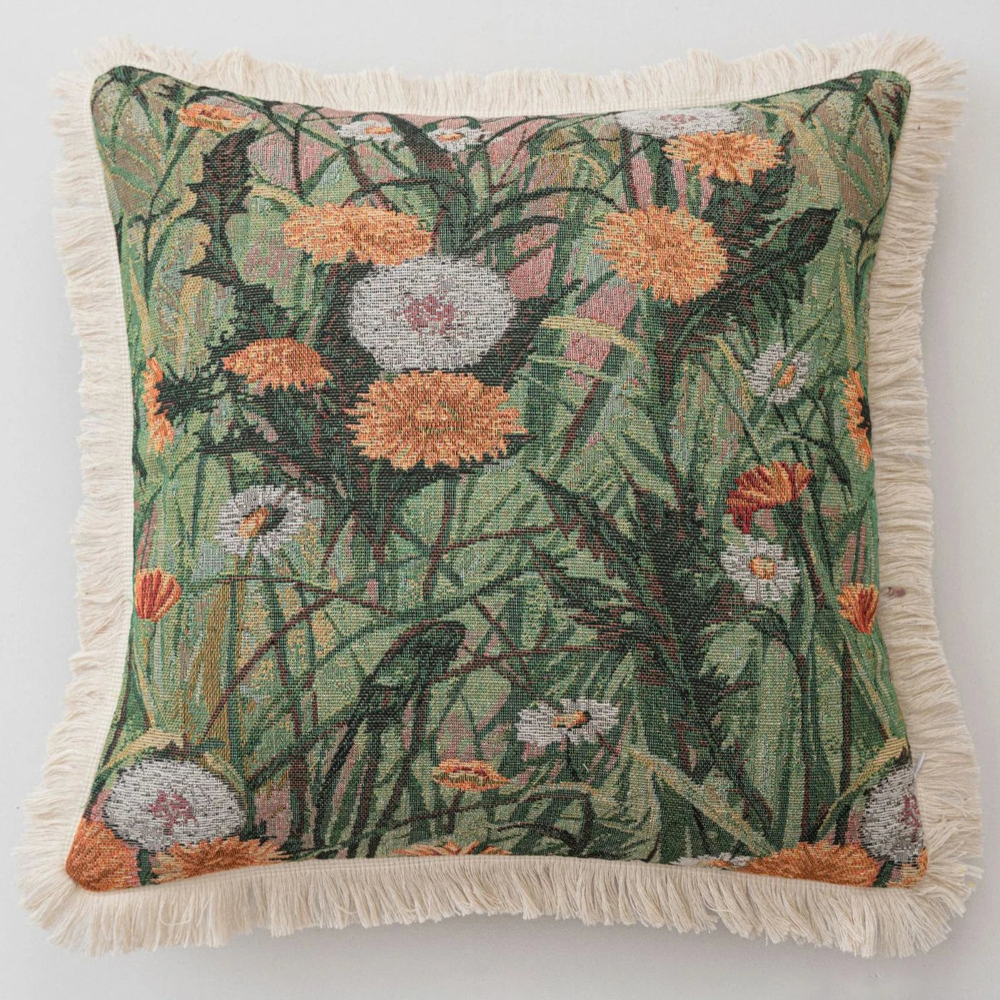 Luxury Floral Cushion Covers Oil Painting Art Pillow Cover Jacquard Tassels Vintage Pillowcase for Home Living Room Decor