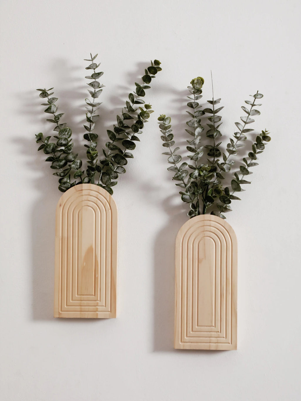 Boho Wooden Wall Vase Wall Mounted Vase Arched Decorative Hanging Planter for Living Room, Bedroom & Home Wall Decoration Gifts
