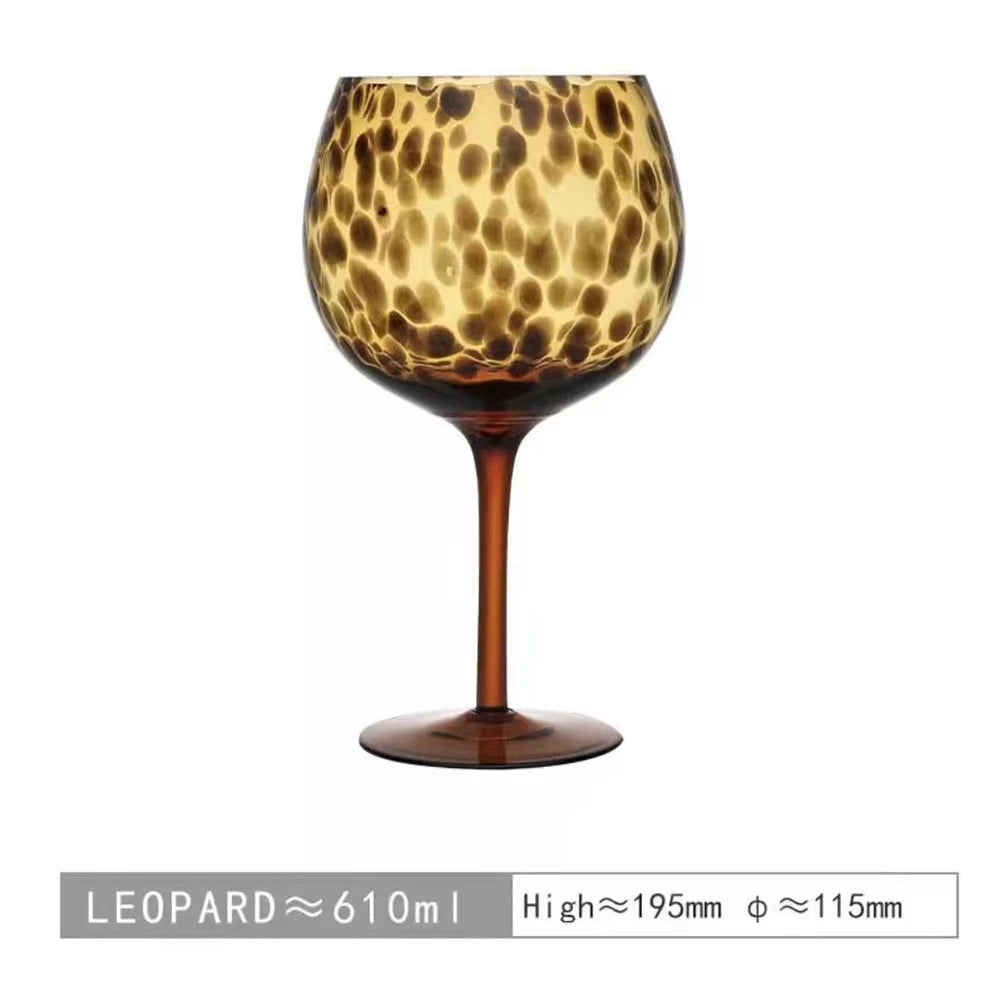 Vintage Leopard Goblet Crystal Glass Wine Glass Cup round Belly Antique Glasses Cocktail Whiskey Glasses Barware Drinkware Cups