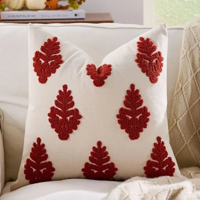 Autumn Throw Pillow Covers Jacquard Embroidery Ginkgo&Maple Leaf Wheat Cushion Case for Home Living Room Thanksgiving Decor
