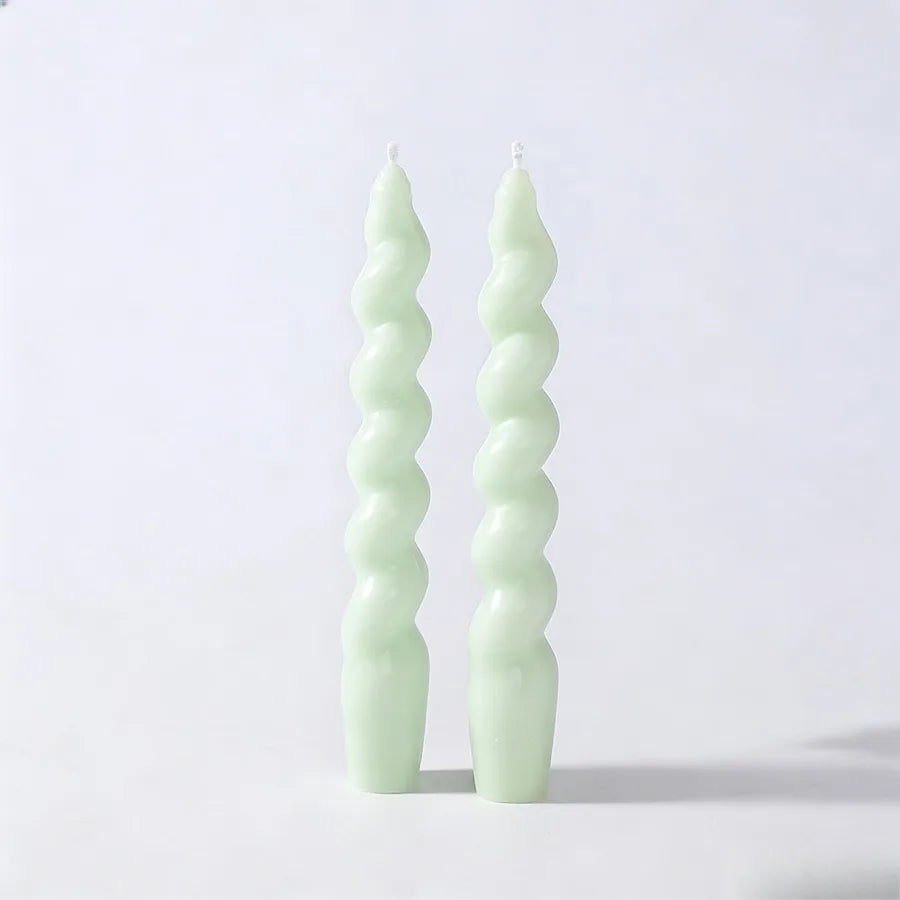 2Pcs/Box Spiral Taper Scented Candle Set Colorful Twisted Soy Wax Aromatherapy Candle Wedding Table Home Decor Gift