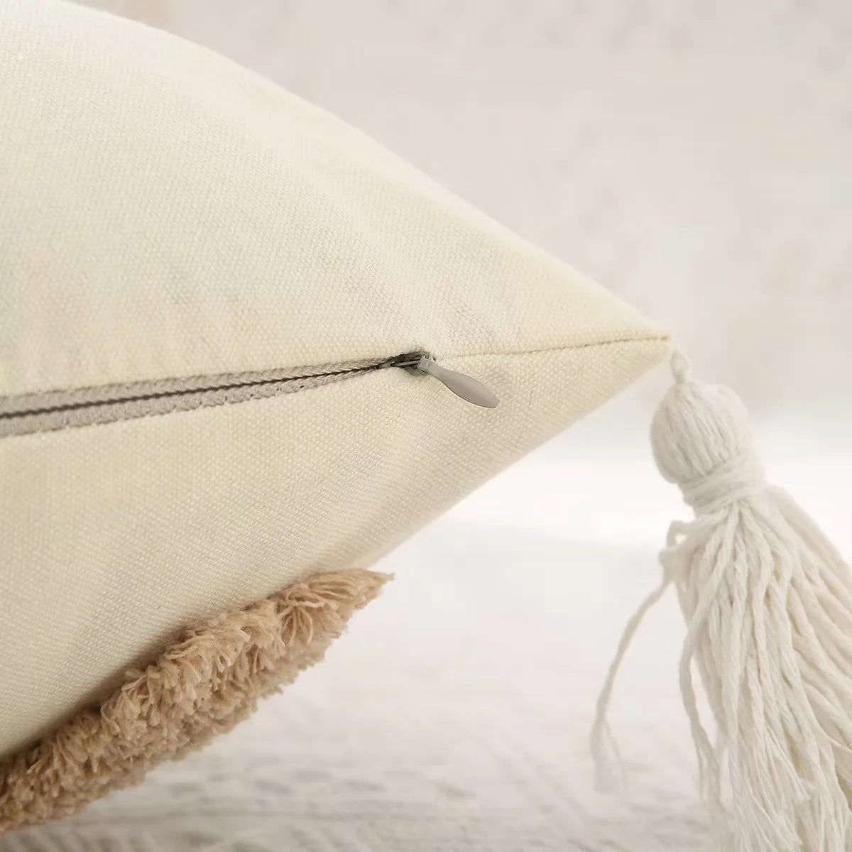 Ins Nordic Bohemian Style Geometric Plush Pillowcases Home Decorative Pillow with Tassel Waist Pillow Cushion Covers