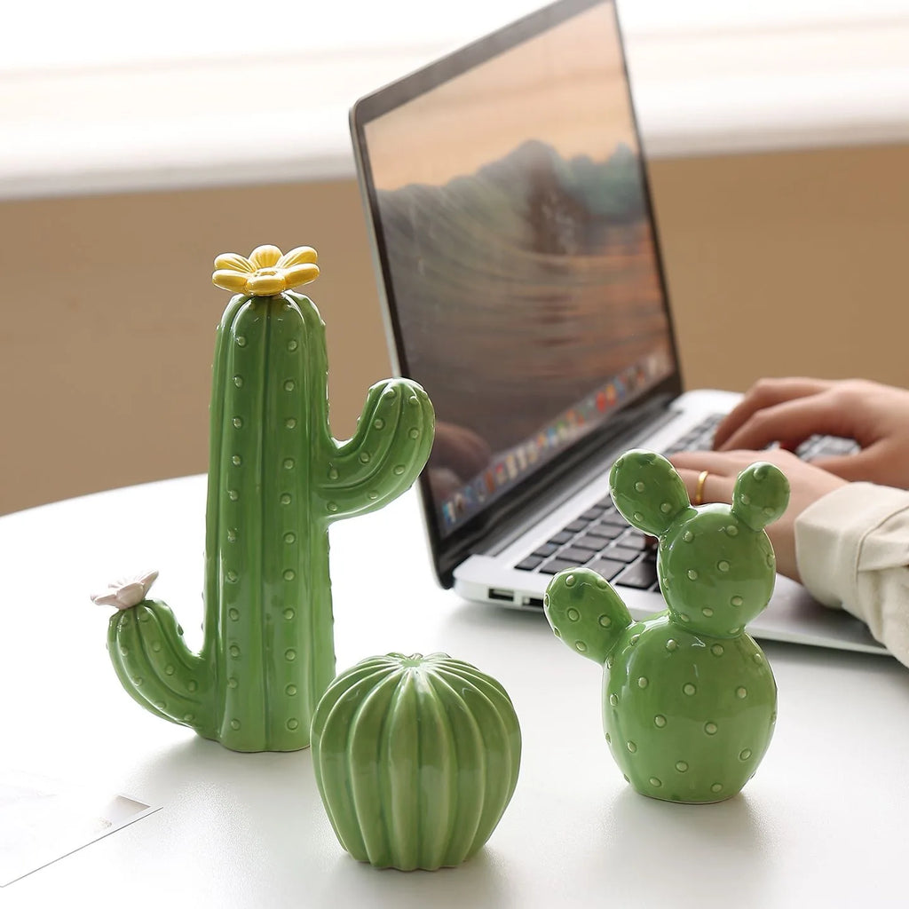 2026 New Cactus Home and Garden Decorations for Home 2026 Ceramic Cactus Aesthetic Room Decor Green Cactus Ornaments Home Decor