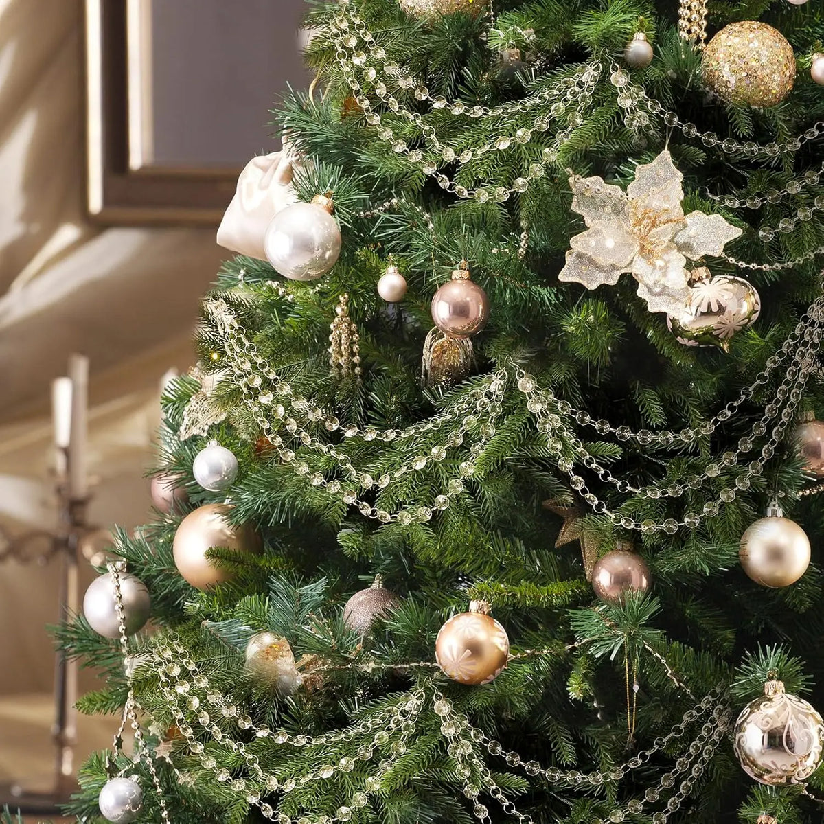 1Pc 3-Layer Christmas Crystal Garland 16In Clear Acrylic Crystals Christmas Tree Hanging Ornaments for Xmas Wedding Party Decor