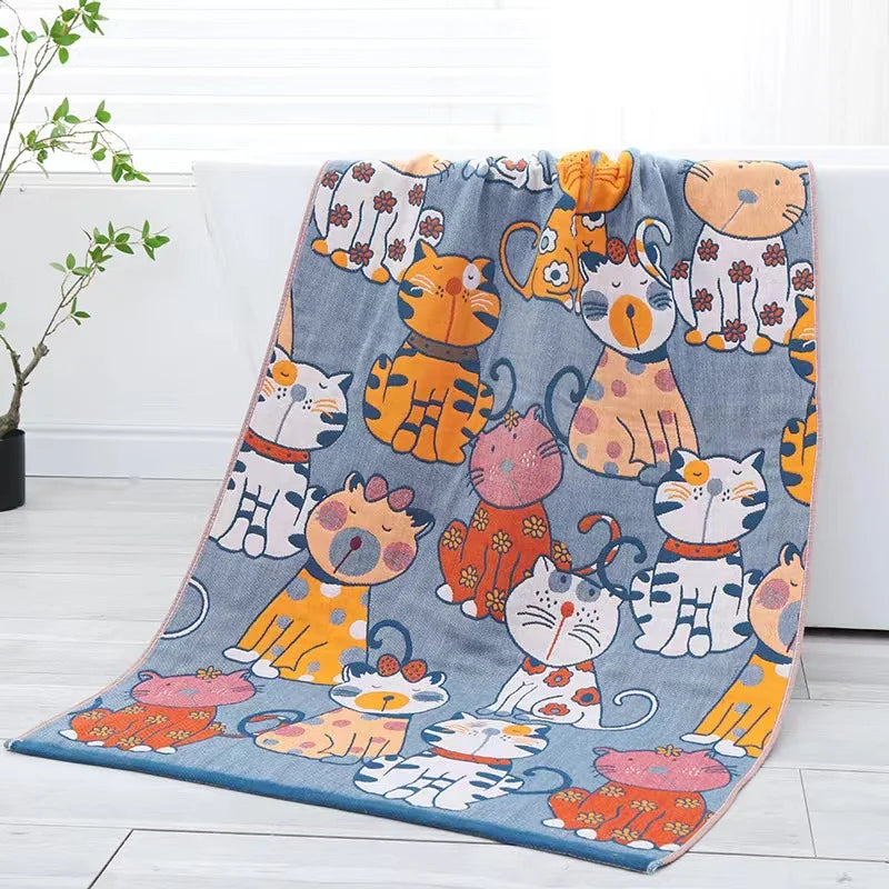 Bohemian Floral Bath Towel for Women Children, Soft Cotton Gauze, Bathroom, High Quality, 70*140