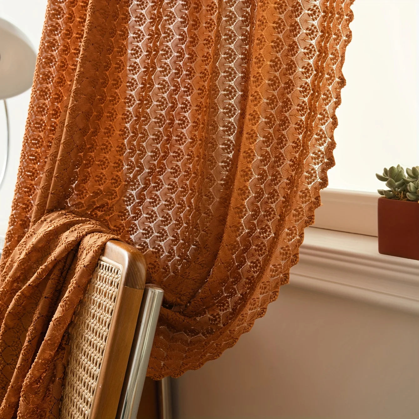 1Pc/Solid Color Pastoral Style Small, Fresh and Rustic Farmhouse Style Curtains Provide Home Decoration for the Living Room