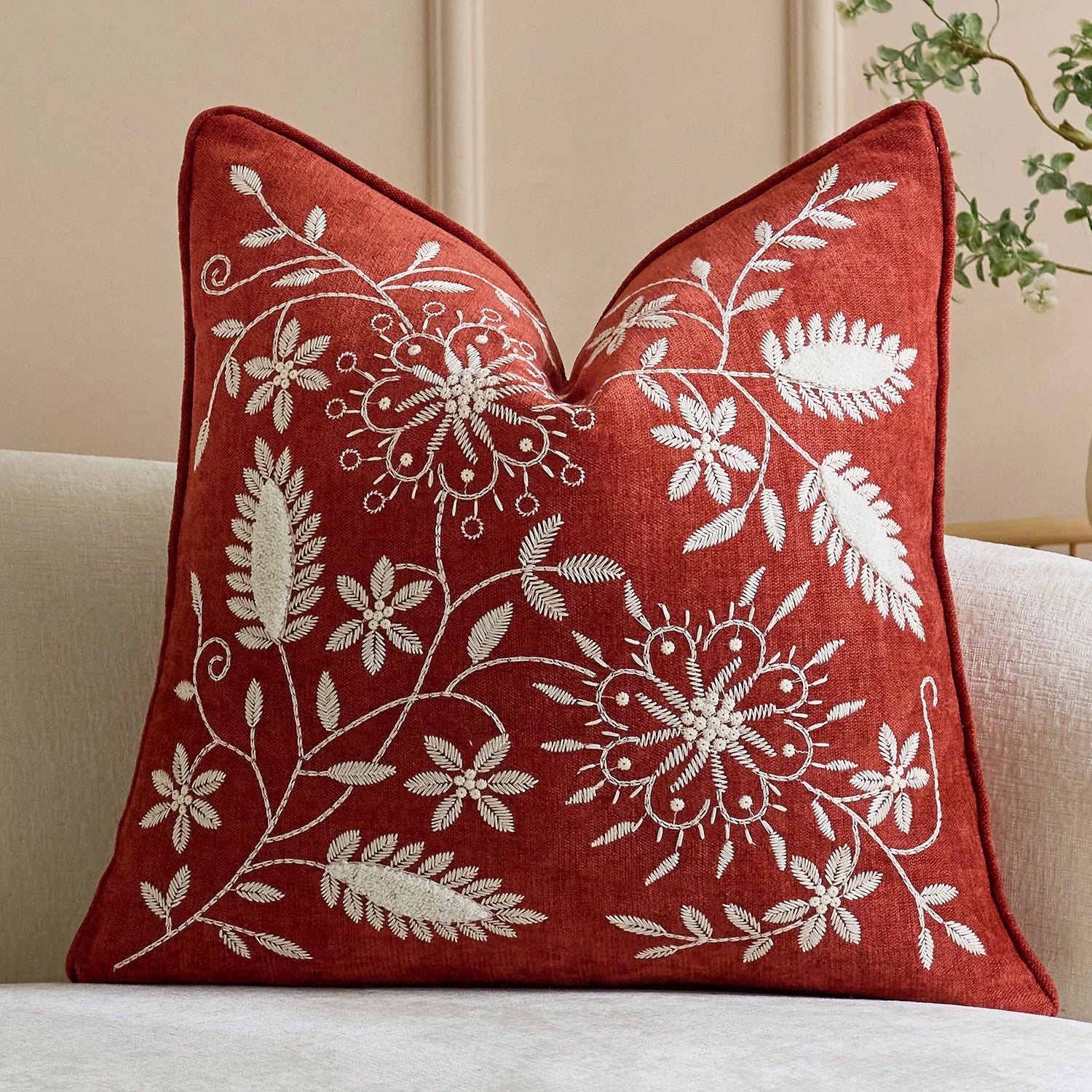 Bohemian Chenille Throw Pillowcase Cojines Decoration Sofa Floral Embroidered Pillow Cover Headboard Cushion Covers 45X45Cm