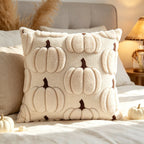 3D Jacquard Pumpkin Throw Pillow Covers, Halloween Plush Cushion Covers, Fall Holiday Square Pillowcases for Sofa Home Party