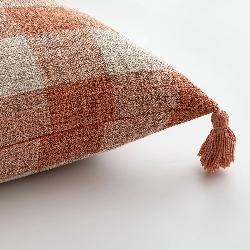 Linen Tassels Cushion Cover Orange Pillowcase for Living Room Bed Chair Sofa Decorative Pillow Covers Home Decor 45X45 30X50 1PC