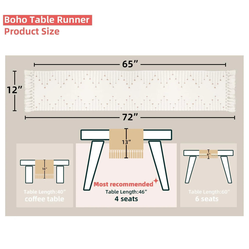 Boho Table Runner with Tassels 