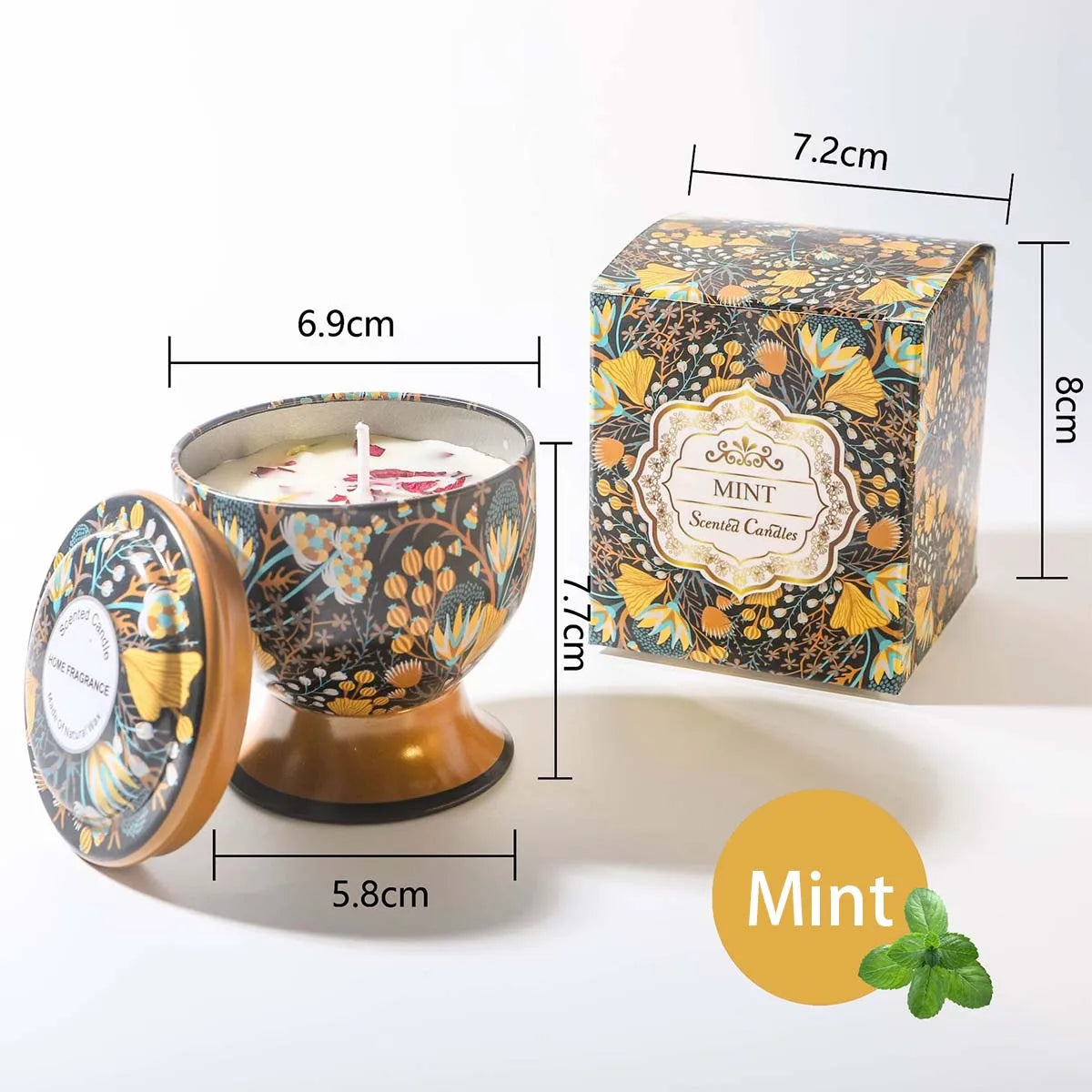Goblet Flowers Scented Candle Box Rose Lavender Fragrance Candles Jar Smokeless Incense Wax Wedding Birthday Gift Home Decor