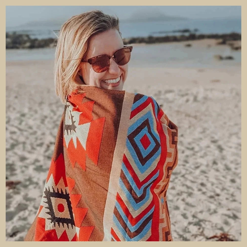 Versatile Western Bohemian Blankets Outdoor Blankets Camping Picnic Blankets Decorative Bed Blankets Checkered Sofa Pads Travel
