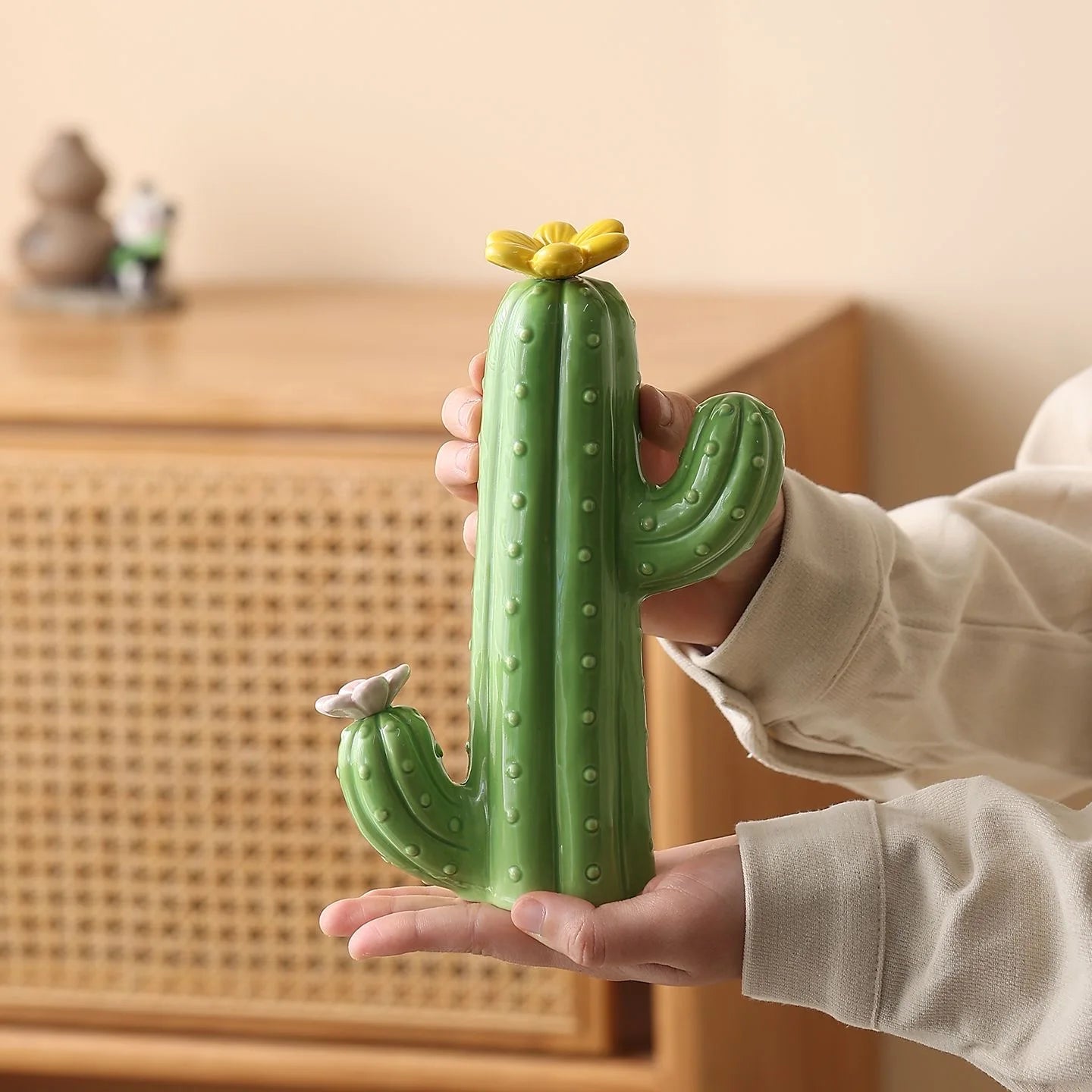 2026 New Cactus Home and Garden Decorations for Home 2026 Ceramic Cactus Aesthetic Room Decor Green Cactus Ornaments Home Decor