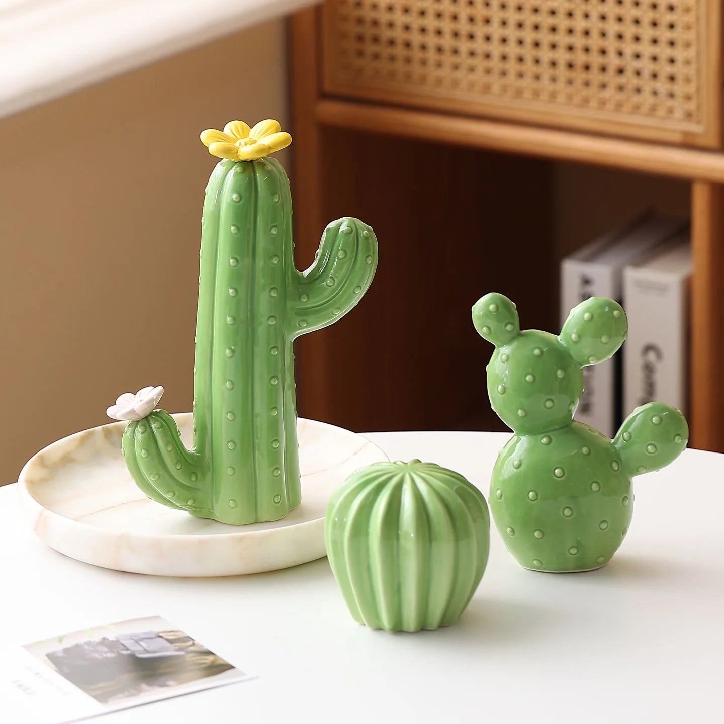 2026 New Cactus Home and Garden Decorations for Home 2026 Ceramic Cactus Aesthetic Room Decor Green Cactus Ornaments Home Decor