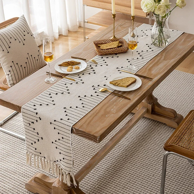 Boho Table Runner with Tassels 
