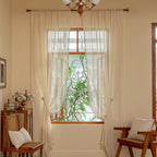 Boho Curtain Crochet Lace Semi-Sheer Hollow Knitted with Tassels Home Decoration for Kitchen Living Room Bedroom Window Curtains