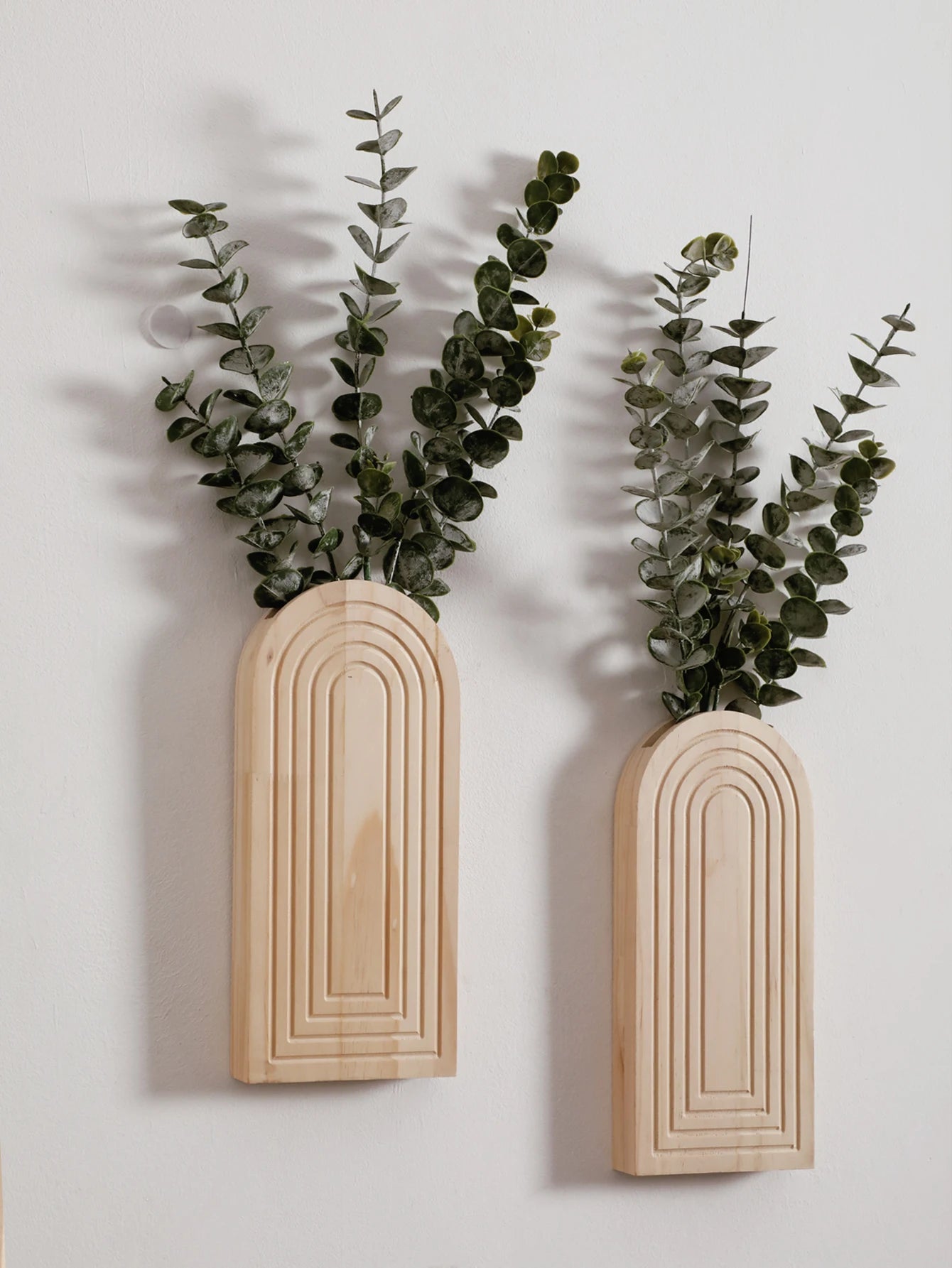 Boho Wooden Wall Vase Wall Mounted Vase Arched Decorative Hanging Planter for Living Room, Bedroom & Home Wall Decoration Gifts