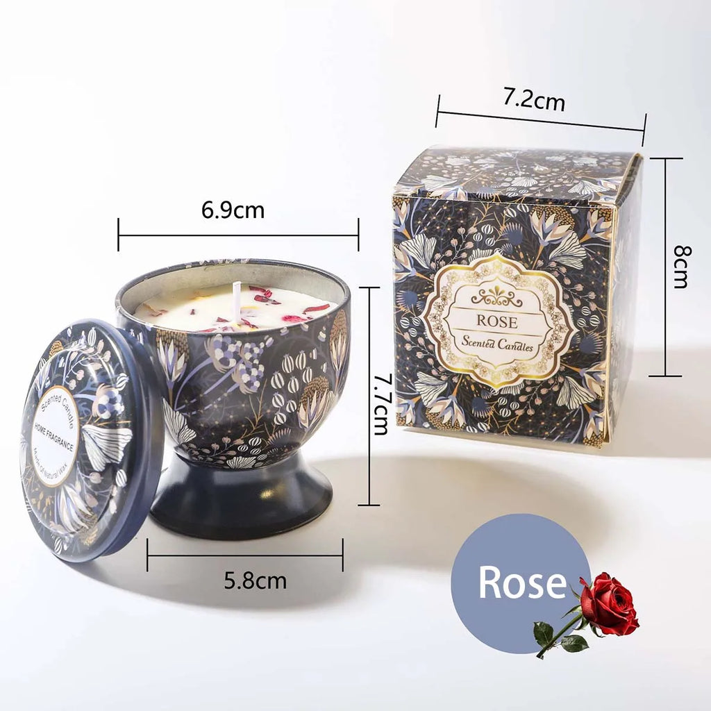Goblet Flowers Scented Candle Box Rose Lavender Fragrance Candles Jar Smokeless Incense Wax Wedding Birthday Gift Home Decor