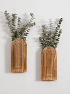 Boho Wooden Wall Vase Wall Mounted Vase Arched Decorative Hanging Planter for Living Room, Bedroom & Home Wall Decoration Gifts
