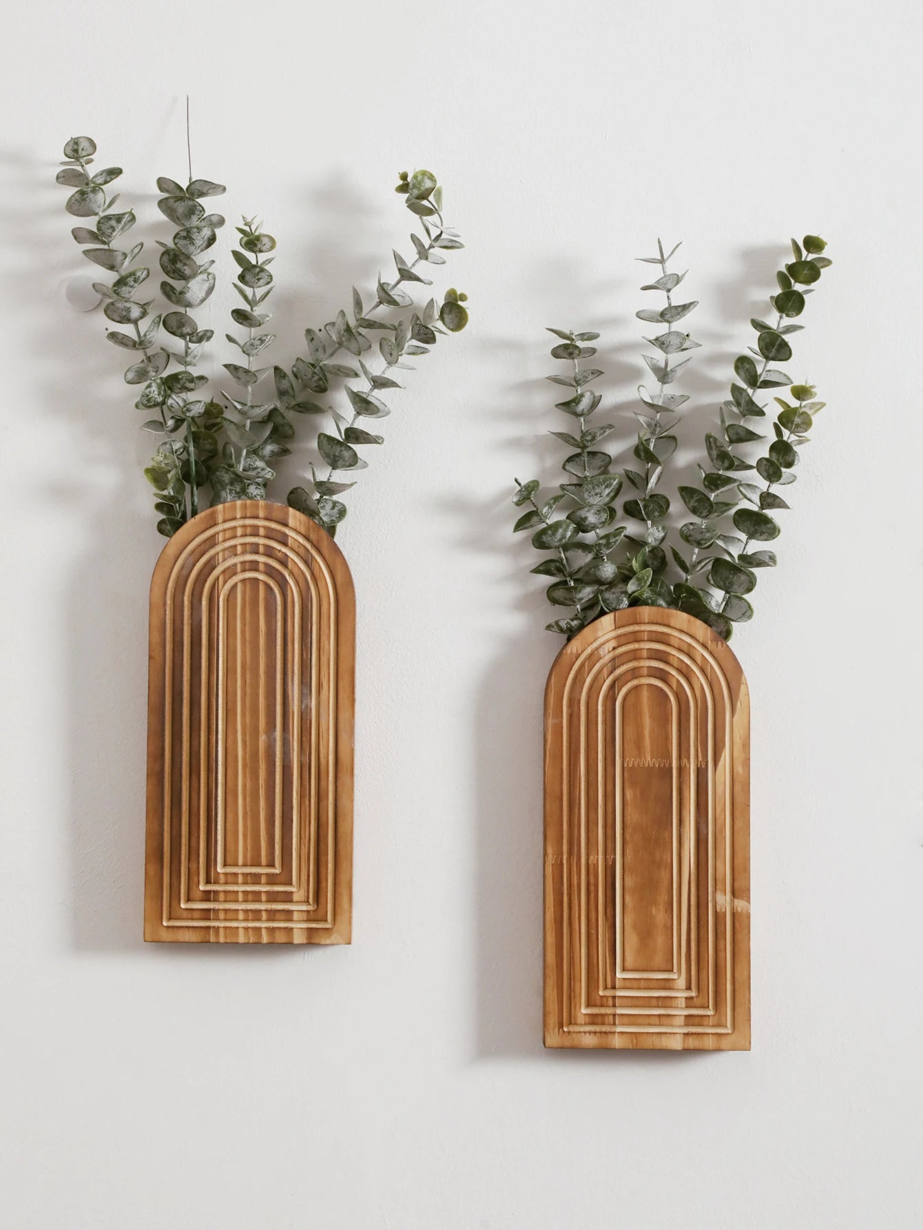 Boho Wooden Wall Vase Wall Mounted Vase Arched Decorative Hanging Planter for Living Room, Bedroom & Home Wall Decoration Gifts