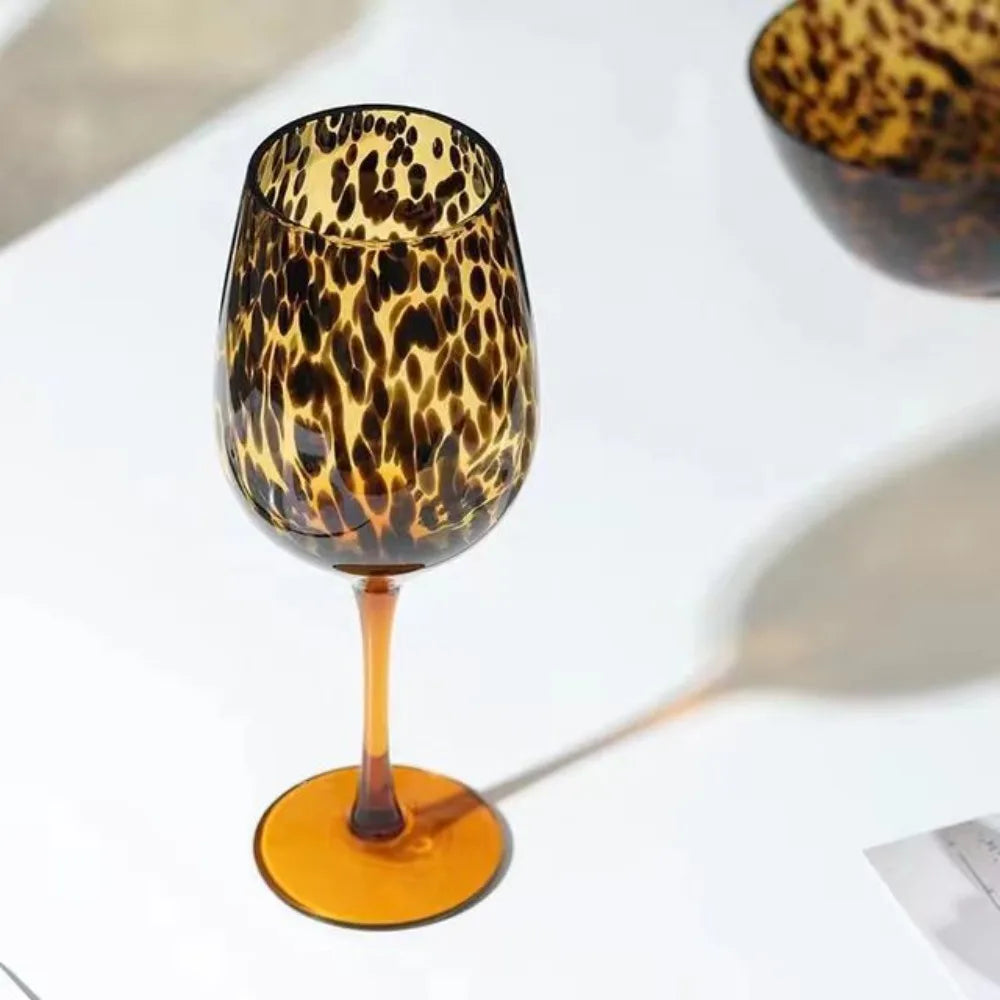 Vintage Leopard Goblet Crystal Glass Wine Glass Cup round Belly Antique Glasses Cocktail Whiskey Glasses Barware Drinkware Cups