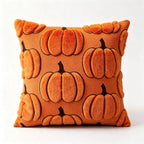3D Jacquard Pumpkin Throw Pillow Covers, Halloween Plush Cushion Covers, Fall Holiday Square Pillowcases for Sofa Home Party