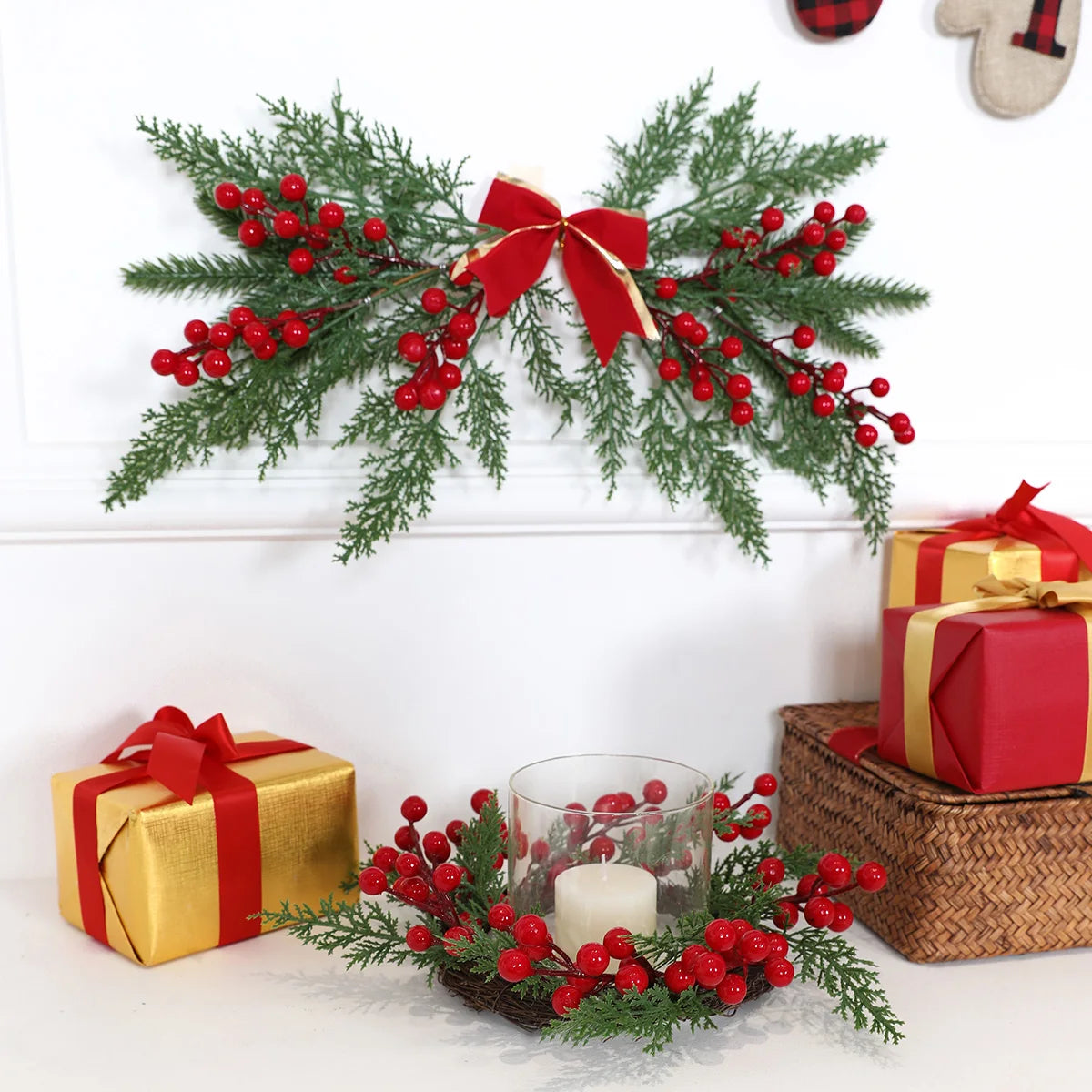 1 Piece Artificial Flower Berry Christmas Wedding Party Hanging Wall Hanging Indoor Outdoor Courtyard Holiday Decoration