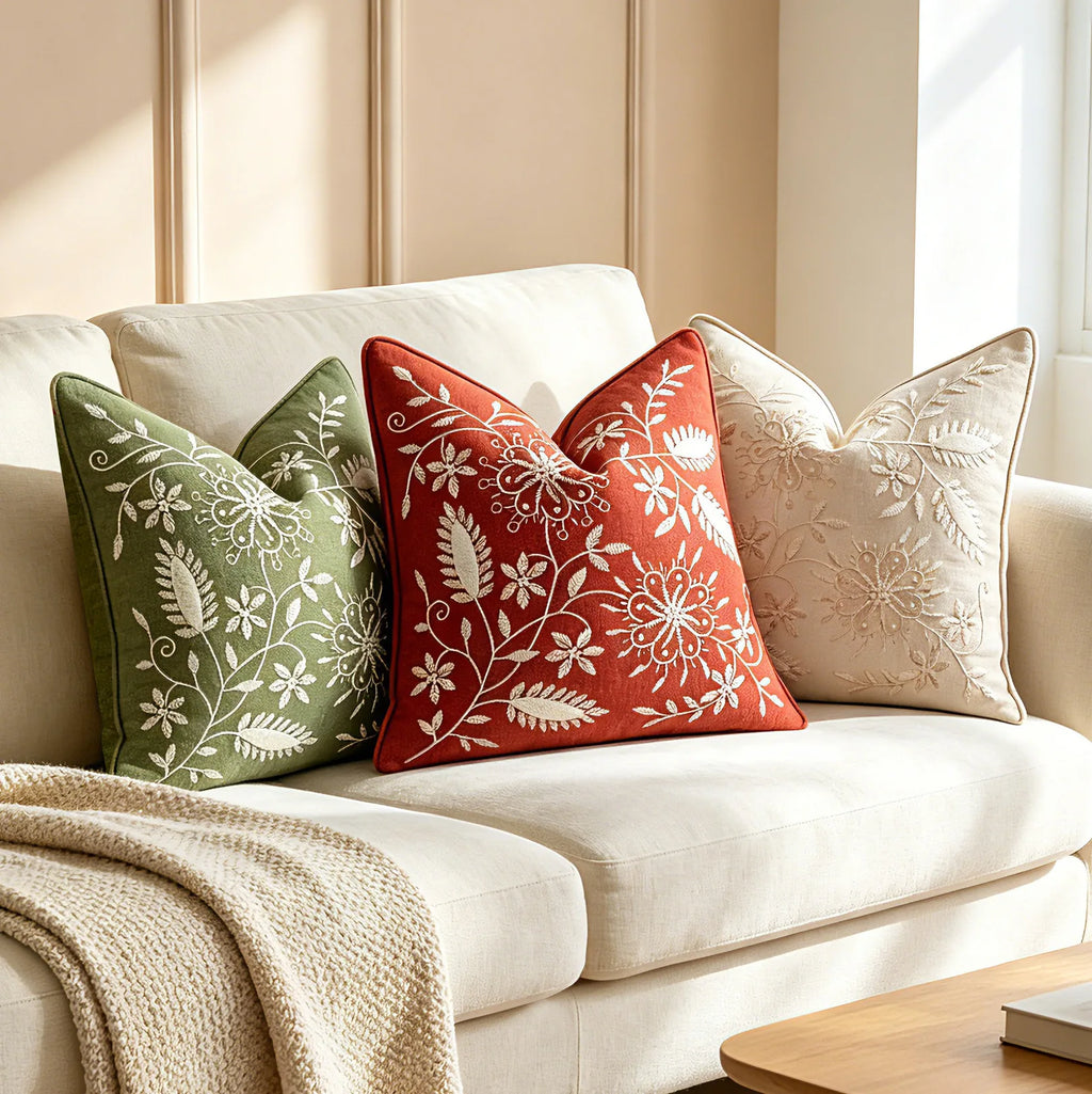 Bohemian Chenille Throw Pillowcase Cojines Decoration Sofa Floral Embroidered Pillow Cover Headboard Cushion Covers 45X45Cm