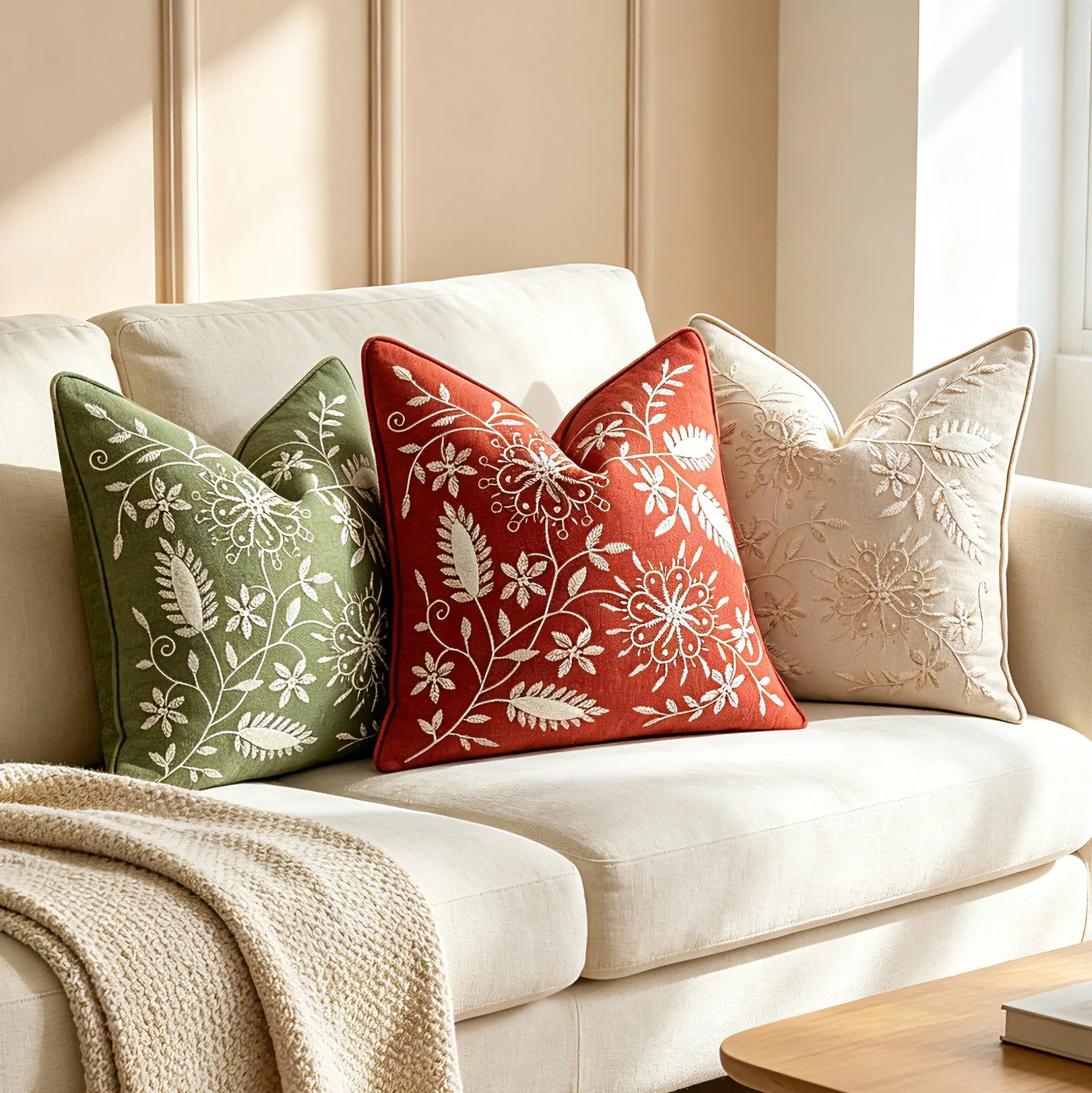 Bohemian Chenille Throw Pillowcase Cojines Decoration Sofa Floral Embroidered Pillow Cover Headboard Cushion Covers 45X45Cm