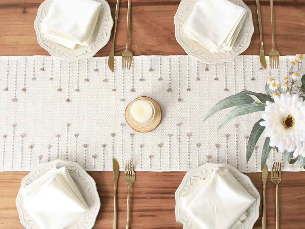 Boho Table Runner with Tassels 