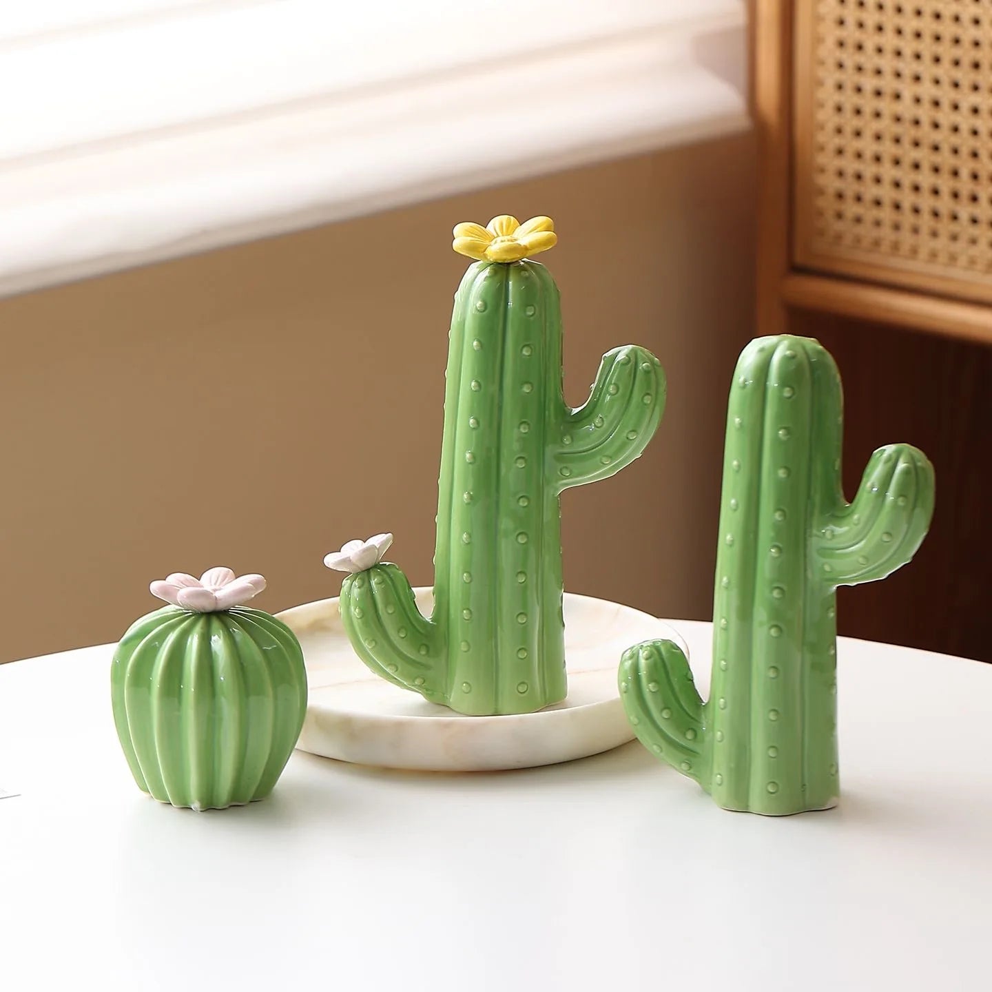 2026 New Cactus Home and Garden Decorations for Home 2026 Ceramic Cactus Aesthetic Room Decor Green Cactus Ornaments Home Decor