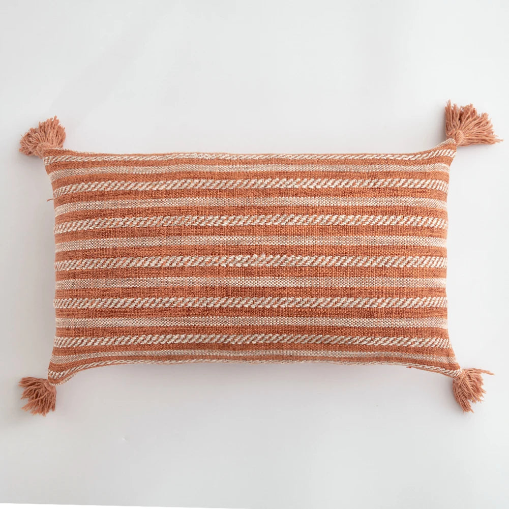 Linen Tassels Cushion Cover Orange Pillowcase for Living Room Bed Chair Sofa Decorative Pillow Covers Home Decor 45X45 30X50 1PC