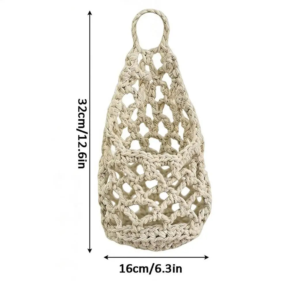 Boho Macrame Plant Hangerbasket for Succulents Cotton Rope Woven Hanging Basket with Net Pouch Home Decoration Organizer